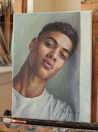 Original Ölgemälde: Junger Schwarzer Mann, zeitgenössische realistische  Kunst von Pat Kelley