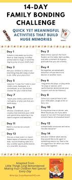 The 14 Day Family Bonding Challenge Parenting Expert Susan Newman Ph D Family Therapy Activities Family Bonding Activities Free Family Activities