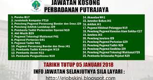 Portal jawatan kosong 2020 membuka peluang pekerjaan di perbadanan putrajaya (ppj) yang kini dibuka untuk warganegara malaysia dan kepada yang berminat serta berkelayakan dipelawa untuk mengisi kekosongan jawatan seperti berikut Jawatan Kosong Di Pusat Bandar Puchong Kerja Kosi