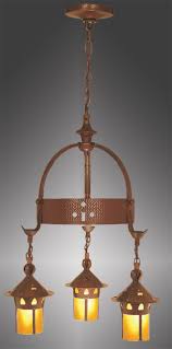 Vintage Hardware Lighting Arts Crafts Stickley Heart Hanging 3 Light Chandelier 403 Tac Ch