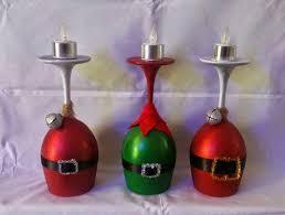 Christmas Wine Glass Candle Holders