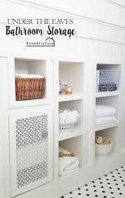 Bathroom Renovation Under The Eaves Storage Shelves Storage Spaces Diy Storage Space Bathroom Design