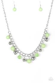 Summer Fling Green 5 New Releases Necklace Earrings Online At Www Andreajewelrybling Com Silver Heart Charms Short Silver Necklace Summer Necklace