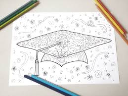 Cappello Laurea Colorare Adulti Bambini Tocco Dottore Etsy Color Card Cap College Graduation