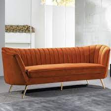Is this loveseat adorable or is it adorable? Burnt Orange Velvet Sofa Wayfair