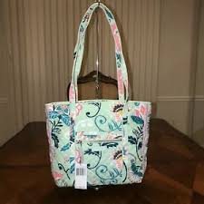Viele kleine blümchen zieren diesen luftig, leichten loop. Nwt Vera Bradley Iconic Small Vera Tote Bag In Mint Flowers Ebay