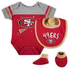 Newborn Infant Scarlet San Francisco 49ers Tackle Bodysuit Bib Booties Set