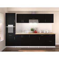 obi cuisine complete l 300 cm avec colonne noir mat houten keuken moderne keukens keuken idee