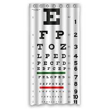 Phfzk Educational Shower Curtain Eye Chart Polyester Fabric Bathroom Shower Curtain 36x72 Inches