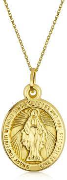 5 out of 5 stars. Amazon Com 14k Yellow Real Gold Virgin Mary Religious Medal Pendant Necklace For Women With 14k Gold Chain Jewelry