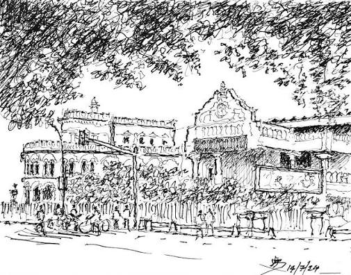 Sketch of Old Ancestral Building in North Calcutta