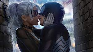 Spider-Man Venom Symbiote Black Cat Kiss 4K Wallpaper #6.2128