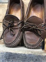 Quoddy Trail Mocassin Brown Moc Leather Maine USA Mens Sz 5 Gum Shoes  Slippers