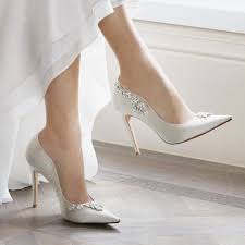 Bestowedd Jewel Cascade Stiletto Court Shoes Ivory Dune London Bride Shoes Beautiful Wedding Shoes Unique Wedding Shoes