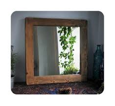 Wooden Wall Mirror With Decorative Knots Thick Wood Frame Dark Eco Wood 60 Cm Square Handmade In Mo Dark Wood Frames Wooden Mirror Frame Wood Framed Mirror