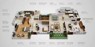 Modern single story 5 bedroom house plans 3d. 3d 4 Bedroom House Plans One Story Novocom Top