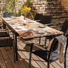 table de jardin en aluminium et teck noir 8 places massimo table de jardin en 2021 table de jardin table jardin extensible table exterieur bois