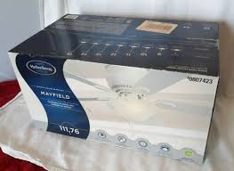 Featuring a flush mount and download for two installation options, this led ceiling fan installs seamlessly into your ceiling to bring extra airflow and overhead lighting to any large room. Harbor Breeze Bth44ww5l Mayfield 44 White Flush Mount Ceiling Fan Light Kit For Sale Online Ebay