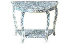 Black And White Inlay Console Table Rhodes Bone Inlay Console Blue White In 2020 Bone Inlay Furniture Console Table Console Furniture