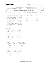 Practice balancing chemical equations with this multiple choice quiz. Balancing Act Worksheet For 10th 11th Grade Lesson Planet