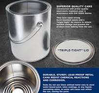 1 Gallon Unlined Empty Metal Paint Can Bucket with Lids, Bail Handles, Pack  of 4 - Triple Tight Seal, 128 fl. oz. Steel Coating Storage Container Tin  ...