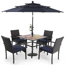 Wayfair outdoor furniture with umbrella. Arlmont Co Careen Square 4 Person 37 Long Dining Set With Cushions And Umbrella Reviews Wayfair