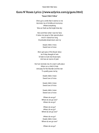 She takes me away to that special place. Guns N Roses Sweet Child O Mine Lyrics Azlyrics Com 1