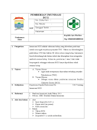 Imunisasi gabungan dpt (difteri, pertusis, tetanus). Sop Imunisasi Bcg