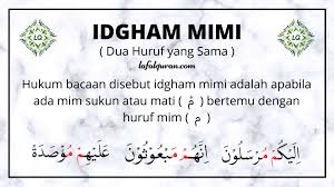 .bighunnah (ma'al ghunnah) hukum idgham bighunnah atau sering disebut idgham ma'al ghunnah adalah hukum tajwid yang berlaku apabila nun sukun ( نْ ) atau tanwin bi artinya dengan. Idgham Mimi Arti Hukum Bacaan Cara Membaca Dan Contohnya