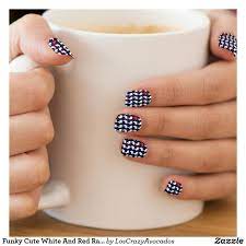 Funky Cute White And Red Rabbits Bunnies Pattern Minx Nail Art In 2021 Minx Nails Glitter Nail Art America Nails