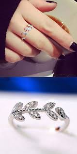 Cute Girl S Leaf Ring Vivid Zircon Leaves Silver Open Ring Only 22 99 Atwish Com Silver Rings Simple Rings For Girls Cute Rings