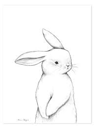 Kinderzimmer Poster Hallo Hase Schwarz Weiss 30x40cm 30x40cm Hallo Hase Kinderzimmerposter Schwarzweiss Bunny Drawing Cartoon Sketches Sketches