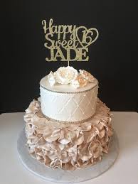 Birthday Rose Gold Cake Topper Any Name Glitter Happy Sweet 16 Birthday Cake Topper Sweet Etsy In 2020 Sweet 16 Birthday Cake Sweet Sixteen Cakes 16 Birthday Cake