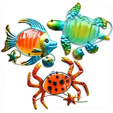 Over 10 years experience in art business. Amazon Com Giftme 5 Metal Beach Wall Art Decor Set Of 3 Metal Seaturtle Fish And Crab With Stained Glass Wall Art For Pool Patio Bathroom Or Pool Deck Balcony Wall Decor 10 Inch Multicolor Everything Else