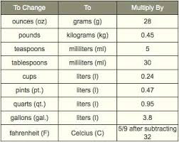 Kitchen Conversions Poster Foodiggity Intermediate Level