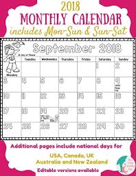 Free 2018 Monthly Calendars For Kids Kids Calendar Monthly Calendar 2018 Calendar