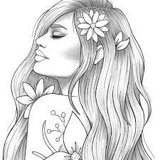 You will receive 1 pdf file containing the printable coloring sheets. Printable Coloring Page Girl Portrait And Clothes Colouring Sheet Floral Pdf Adult Anti Stress Relaxing Zentangle Line Art In 2020 People Coloring Pages Outline Drawings Coloring Pages