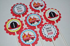 The toppers will arrive in a sealed plastic bag, ready for you to cut out and use. Fire Truck Birthday Cupcake Toppers Firefighter Birthday Decorations Boys Firetruck Theme Party Set Of 12 By So Sweet Party Shop Catch My Party