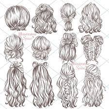 Hairstyles For Girls Illustration Girl Hair Drawing Hair Clipart Hair Sketch