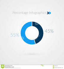 45 55 Percent Blue Pie Chart Symbol Percentage Vector