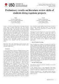 In a review of the literature, the writer provides an overview of the most important research and scholarship on a specific topic, problem, or question. Pdf Preliminary Results On Literature Review Skills Of Students Doing Capstone Projects