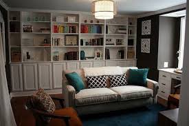 Chic Little House Built In Bookcases House Furniture Design Woman Cave Round Rug Living Room
