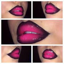Black And Red Lipstick Ombre Pink Lipz Outlined In Black Ombre Lips Ombre Lipstick Pink Lips