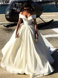 Milla nova sheer long sleeve wedding dresses 2021 buttons back lace appliques satin ball gown bridal gowns beach wedding gowns ba4502. Off The Shoulder Ball Gown Wedding Dress Satin Bridal Gown Modern Wedding Gown 11139 Landress Co Uk
