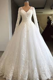 From strapless lace wedding dresses to mermaid lace wedding dresses with cap sleeves. Graceful V Neck Long Sleeve Lace Wedding Dress Applique A Line Bridal Gown Www Babyonlinedress Co Uk
