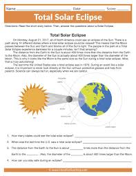 Total Solar Eclipse Worksheet Reading Worksheets Solar System Worksheets Solar Eclipse