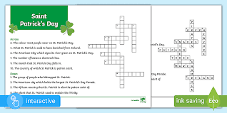 St.patrick's day swap rows puzzles: St Patrick S Day Crossword Teacher Made