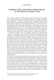 Pdf Introduction Towards Gender Equity In Mathematics Education