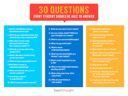 On certain occasions, you can answer this question from a previous conversation or event. 30 Questions Every Student Should Be Able To Answer