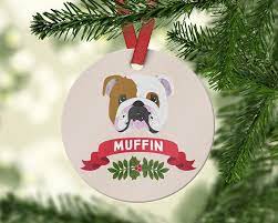 They are gentle companions who love kids. English Bulldog Ornament Personalized Christmas Ornaments Family Christmas Ornaments Custom Dog Ornament